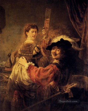 Rembrandt van Rijn Painting - Autorretrato con Saskia Rembrandt